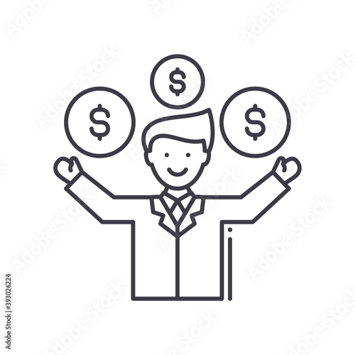 Rich person icon, linear isolated illustration, thin line vector, web design sign, outline concept symbol with editable stroke on white background.