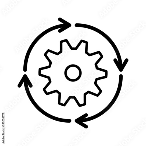 Workflow icon in flat style. Gear effective vector illustration on white isolated background. Process organization business concept