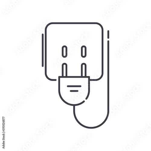 Pull plug icon, linear isolated illustration, thin line vector, web design sign, outline concept symbol with editable stroke on white background.