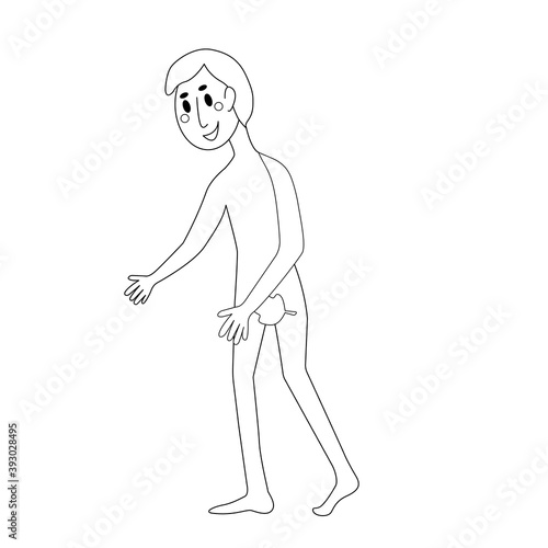 Illustrations of the biblical scene with Adam. Adam. Childrens Bible. Coloring book for adults, children.