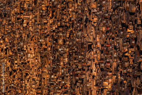 Stacked timber logs environmental issues concept background texture