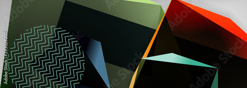 Low poly 3d geometric shapes, minimal abstract background. Vector illustrations for covers, banners, flyers and posters and other