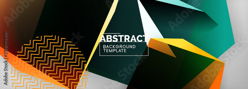Low poly 3d geometric shapes, minimal abstract background. Vector illustrations for covers, banners, flyers and posters and other