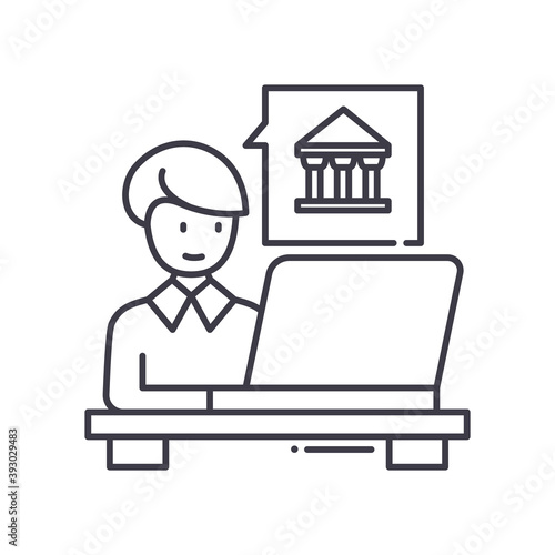 Public relations officer icon, linear isolated illustration, thin line vector, web design sign, outline concept symbol with editable stroke on white background.