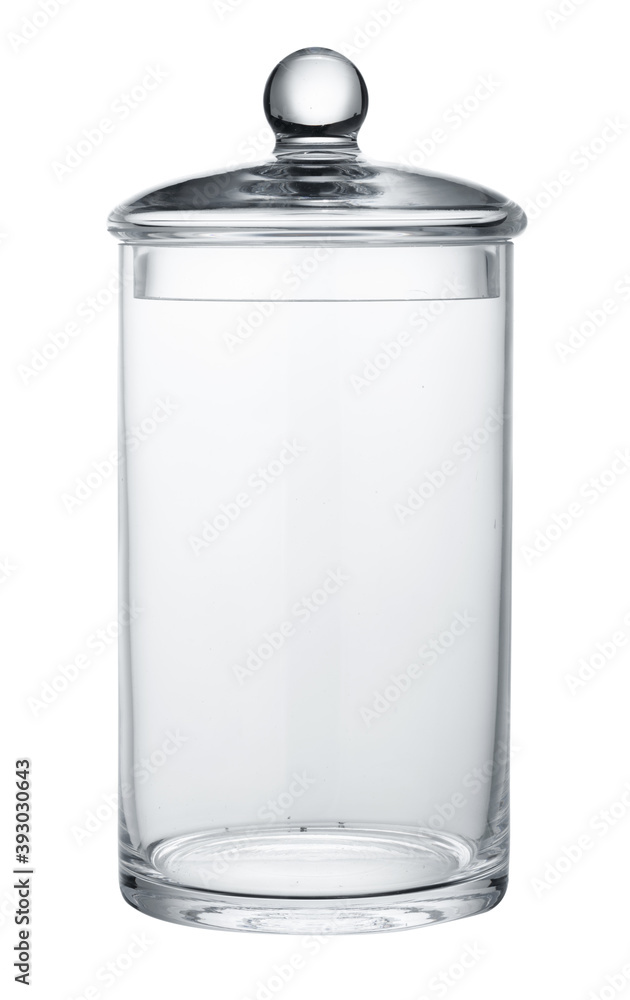 Φωτογραφία Empty glass storage container isolated on white background