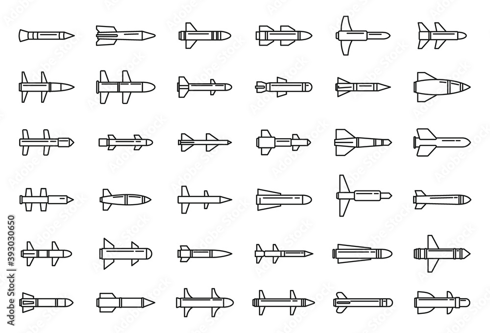 Fotografie Air missile attack icons set