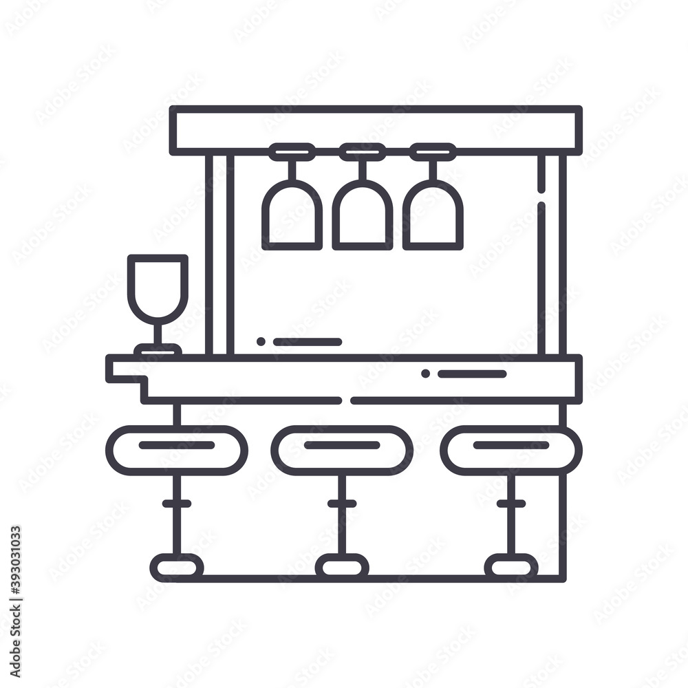 Pub icon, linear isolated illustration, thin line vector, web design sign, outline concept symbol with editable stroke on white background. Pub icon, linear isolated illustration, thin line vector, web design sign, outline concept symbol with editable stroke on white background.