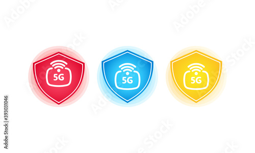 5G, 4G, 3G, vector icon set. New mobile communication technology and smartphone network icons.