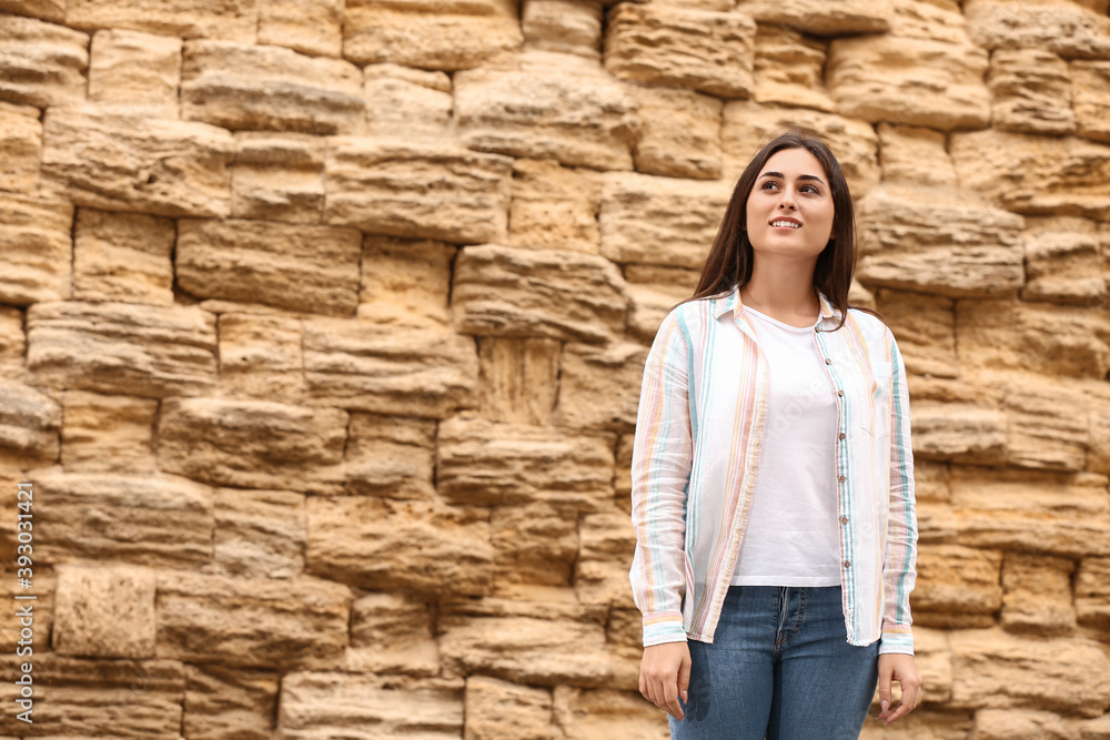 Young woman near the Wailing Wall Young woman near the Wailing Wall