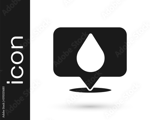 Grey Water drop with location icon isolated on white background. Vector Illustration.