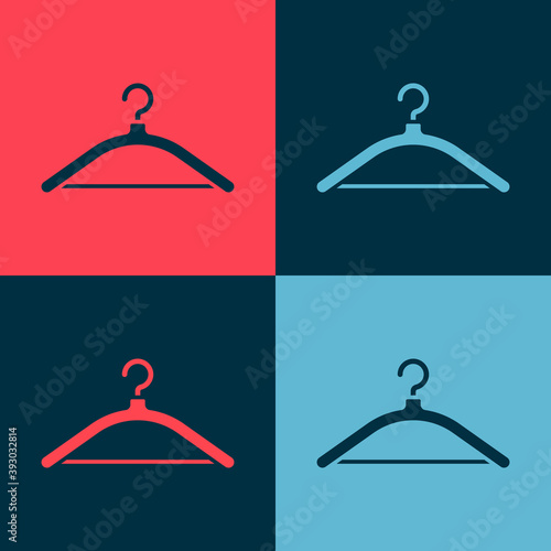 Pop art Hanger wardrobe icon isolated on color background. Cloakroom icon. Clothes service symbol. Laundry hanger sign. Vector Illustration.