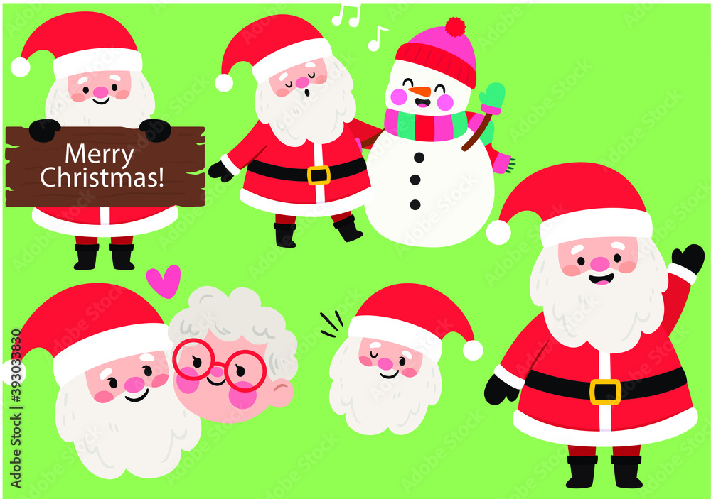 Santa-Claus-character-collection-flat-design | Vector illustration EPS 10.