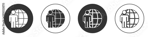 Black Head hunting icon isolated on white background. Business target or Employment sign. Human resource and recruitment for business. Circle button. Vector.