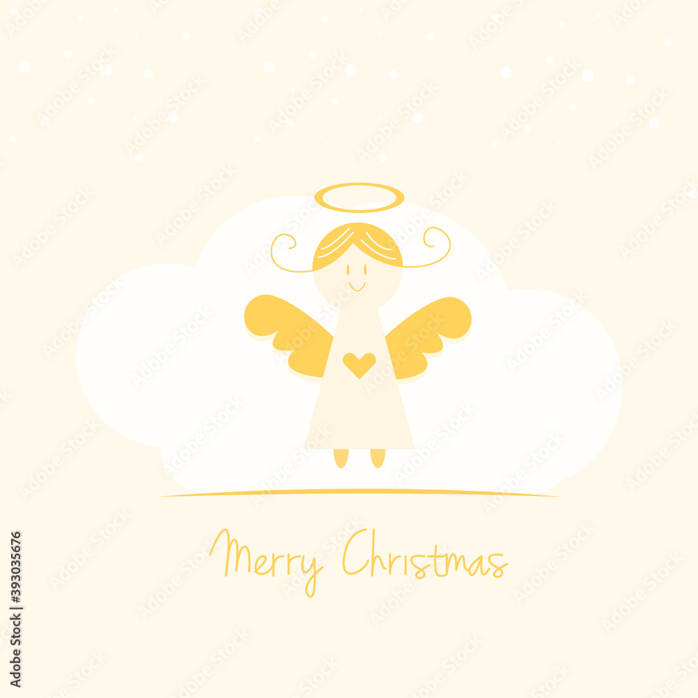 Vector christmas angel with heart, new year decoration, Christmas card, poster, print Vector christmas angel with heart, new year decoration, Christmas card, poster, print
