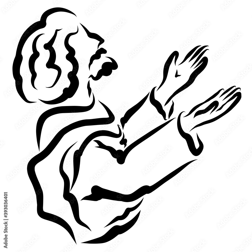 Bible times man raises his hands and looks up Bible times man raises his hands and looks up