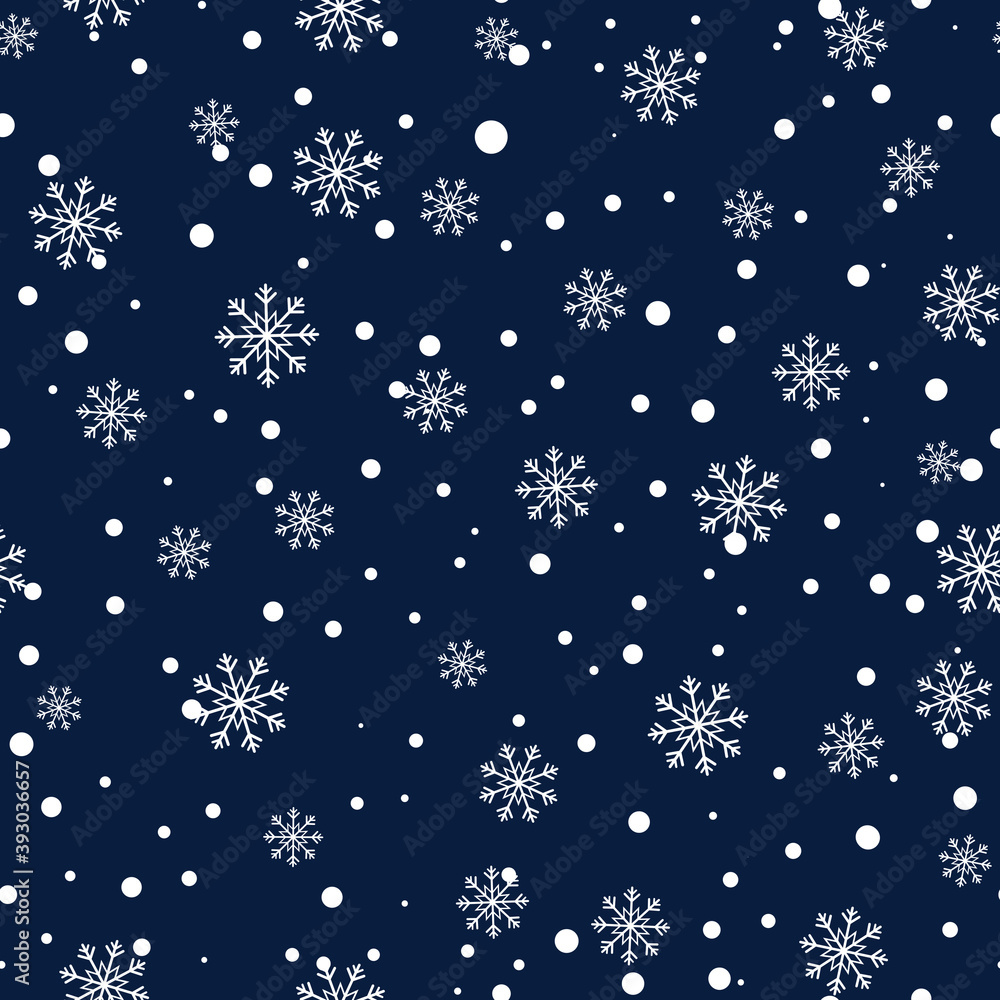 Snowflake seamless pattern. Snow on blue background. Abstract wallpaper, wrapping decoration. Merry Christmas holiday, Happy New Year celebration. Snowflake seamless pattern. Snow on blue background. Abstract wallpaper, wrapping decoration. Merry Christmas holiday, Happy New Year celebration.