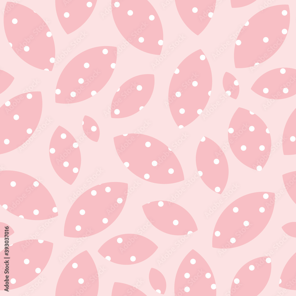 Pink abstract geometric leaves seamless vector pattern background with dots. Cute girly pastel pattern.
Pink leaves and dots abstract geometric pattern.