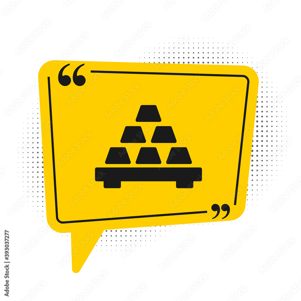 Black Gold bars icon isolated on white background. Banking business concept. Yellow speech bubble symbol. Vector. Black Gold bars icon isolated on white background. Banking business concept. Yellow speech bubble symbol. Vector.