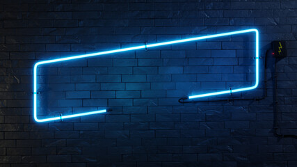 stylish modern blue neon light frame