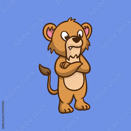 cartoon animal design cool lion kids cute mascot logo