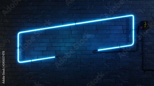 stylish modern blue neon light frame