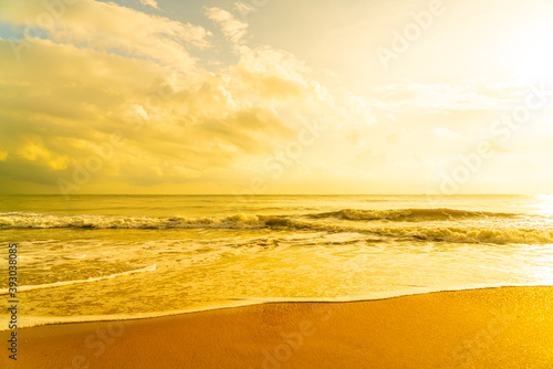 beautiful beach sea at sunrise or sunset time