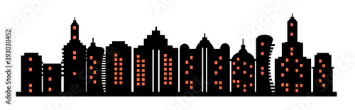 silhouette. night city. skyscrapers. Vector illustration