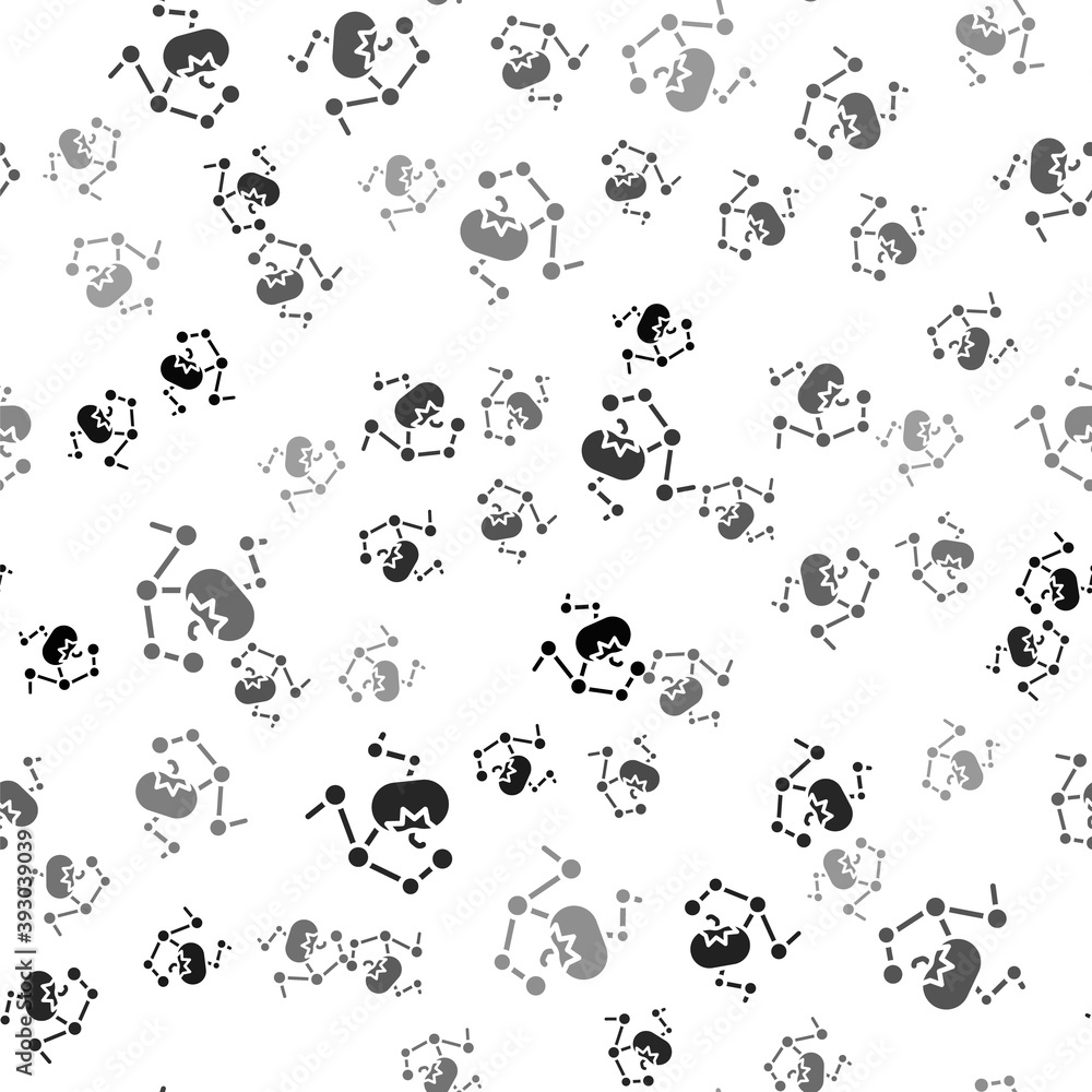 Black Genetically modified food icon isolated seamless pattern on white background. GMO fruit. Vector. Black Genetically modified food icon isolated seamless pattern on white background. GMO fruit. Vector.