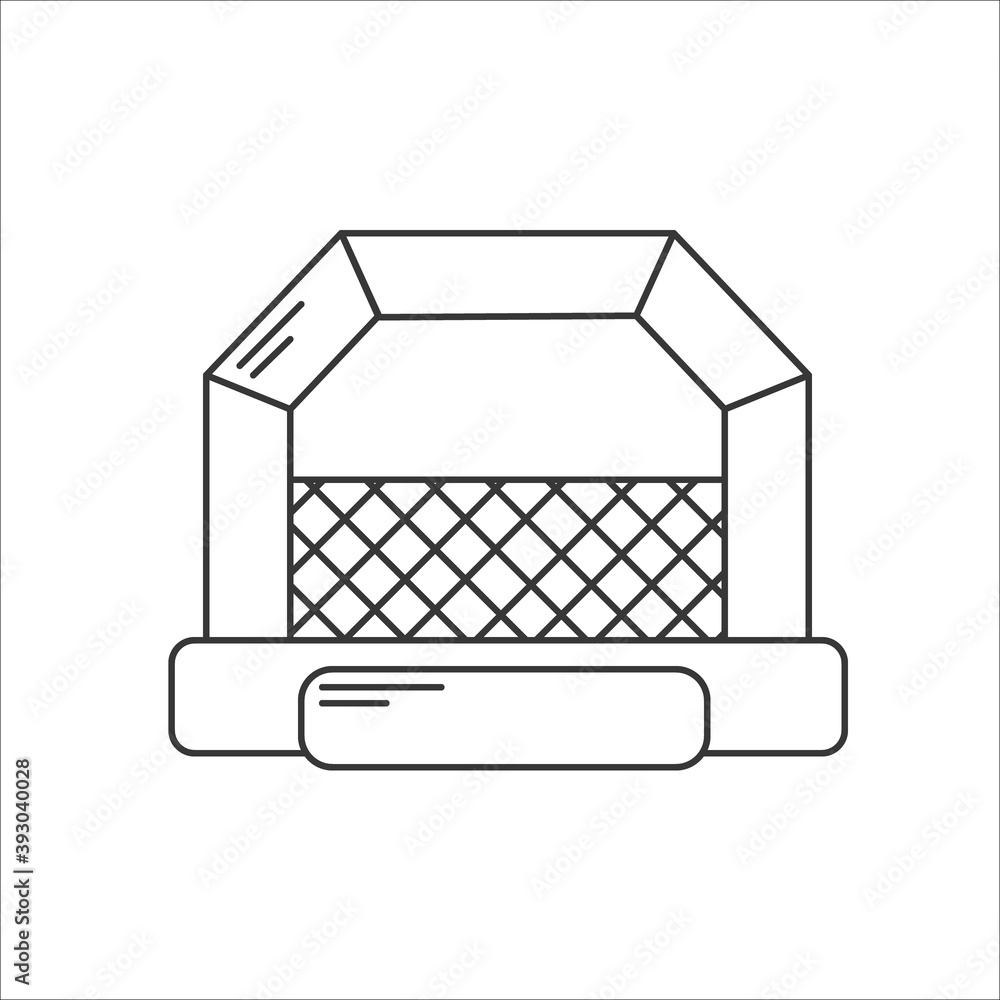 Bouncy castle outline icon. Jumping house on kids playground. Vector line illustration. Bouncy castle outline icon. Jumping house on kids playground. Vector line illustration.