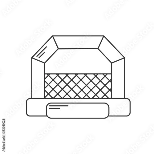 Bouncy castle outline icon. Jumping house on kids playground. Vector line illustration.