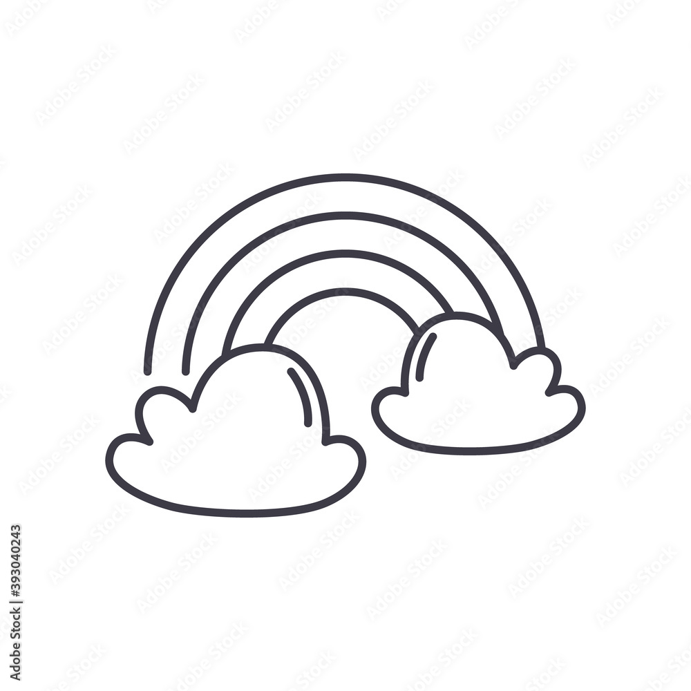 Rainbow icon, linear isolated illustration, thin line vector, web design sign, outline concept symbol with editable stroke on white background.