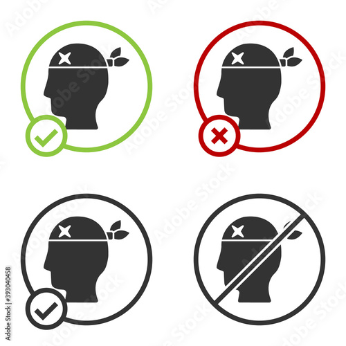 Black Pirate captain icon isolated on white background. Circle button. Vector.