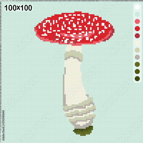 amanita mushrooms pattern for knitting or embroidery