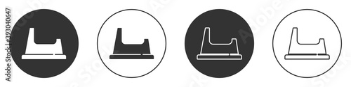 Black Baby potty icon isolated on white background. Chamber pot. Circle button. Vector.
