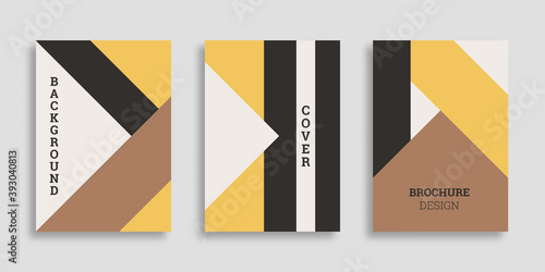 Abstract geometric background. Set of A4 vertical brochures. Cover design in flat style. Vector illustration. Business template collection. Design poster, cover, wallpaper, notebook, catalog.