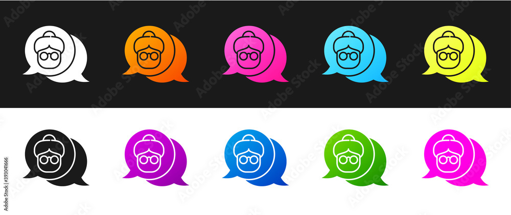 Set Grandmother icon isolated on black and white background. Vector. Set Grandmother icon isolated on black and white background. Vector.
