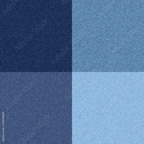 Denim texture. Seamless blue checkered pattern, cotton tissue print template, modern western apparel design, realistic jeans textile, wallpaper and fills vector close up background
