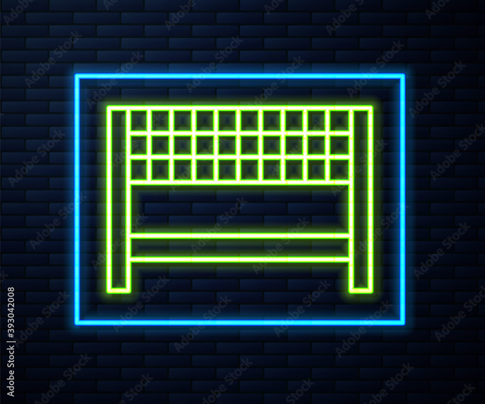 Glowing neon line Ribbon in finishing line icon isolated on brick wall background. Symbol of finish line. Sport symbol or business concept. Vector Illustration. Glowing neon line Ribbon in finishing line icon isolated on brick wall background. Symbol of finish line. Sport symbol or business concept. Vector Illustration.