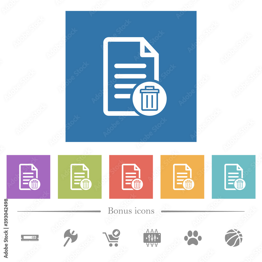 Delete document flat white icons in square backgrounds Delete document flat white icons in square backgrounds