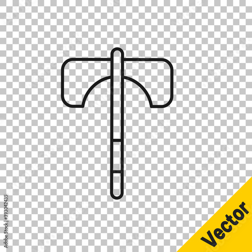 Black line Medieval axe icon isolated on transparent background. Battle axe, executioner axe. Medieval weapon. Vector.