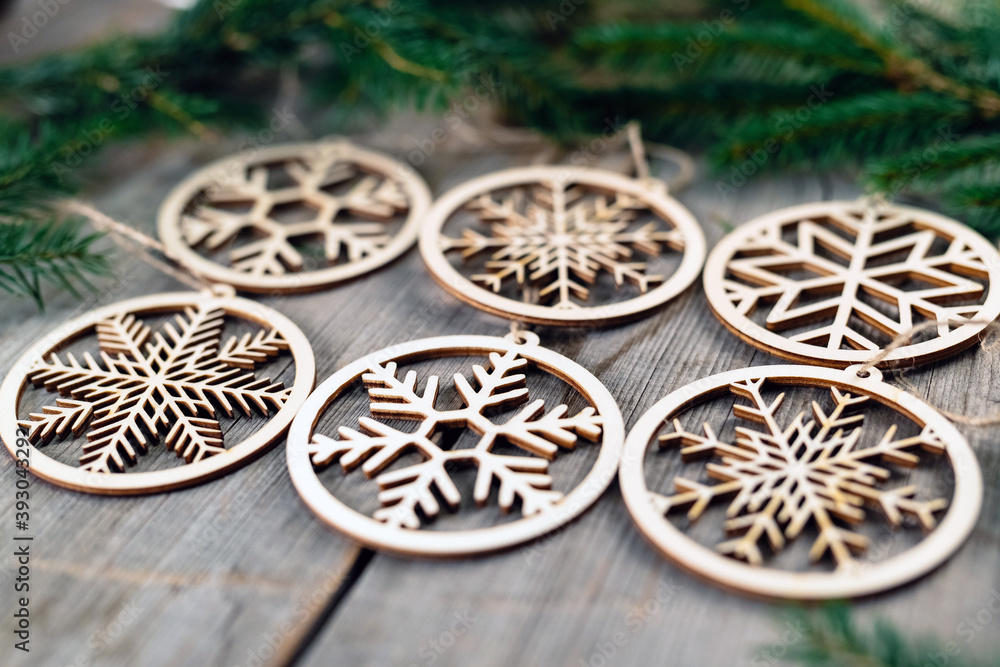 Fototapeta premium Christmas and zero waste, eco friendly decoration Christmas holiday concept
