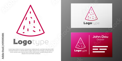 Logotype line Nachos icon isolated on white background. Tortilla chips or nachos tortillas. Traditional mexican fast food. Logo design template element. Vector.