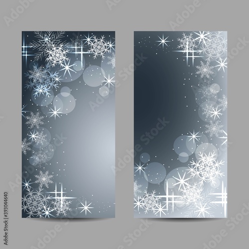 Set of vector banners with stars and snowflakes