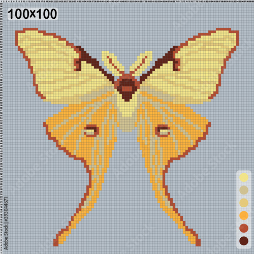 yellow-orange butterfly, pattern for embroidery or knittin