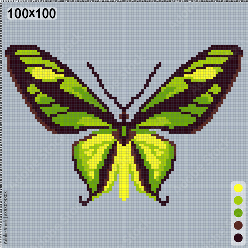 yellow-green butterfly, pattern for embroidery or knitting