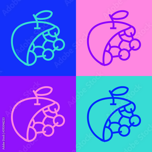 Pop art line Biological structure icon isolated on color background. Genetically modified organism and food. Vector.
