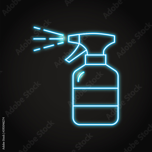 Neon hand sanitizer spray icon in line style