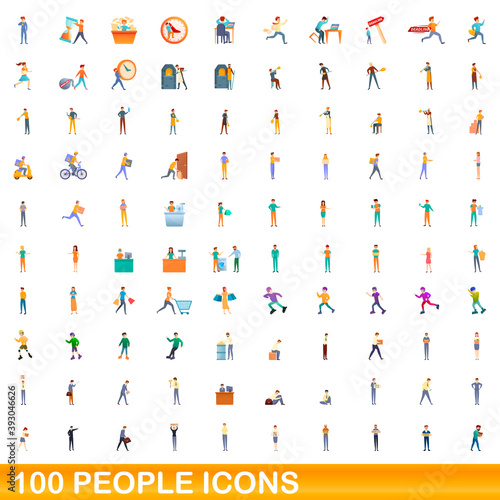 100 people icons set. Cartoon illustration of 100 people icons vector set isolated on white background
