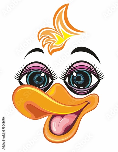 Cute little duck face mascot colour version 