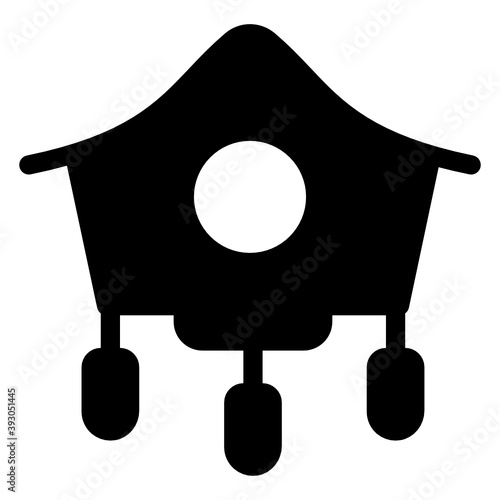 
Wall mounted cuckoo clock, filled vector 
